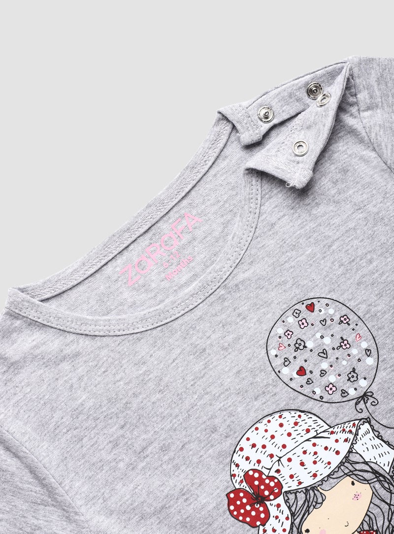 Zarafa Baby Girls Round Neck Short Sleeve T-Shirt Salt White  - Image 3