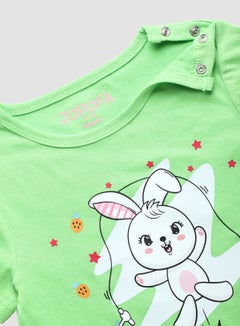 Zarafa Round Neck Graphic Printed T-Shirt Green Adobe Orange  - Image 3