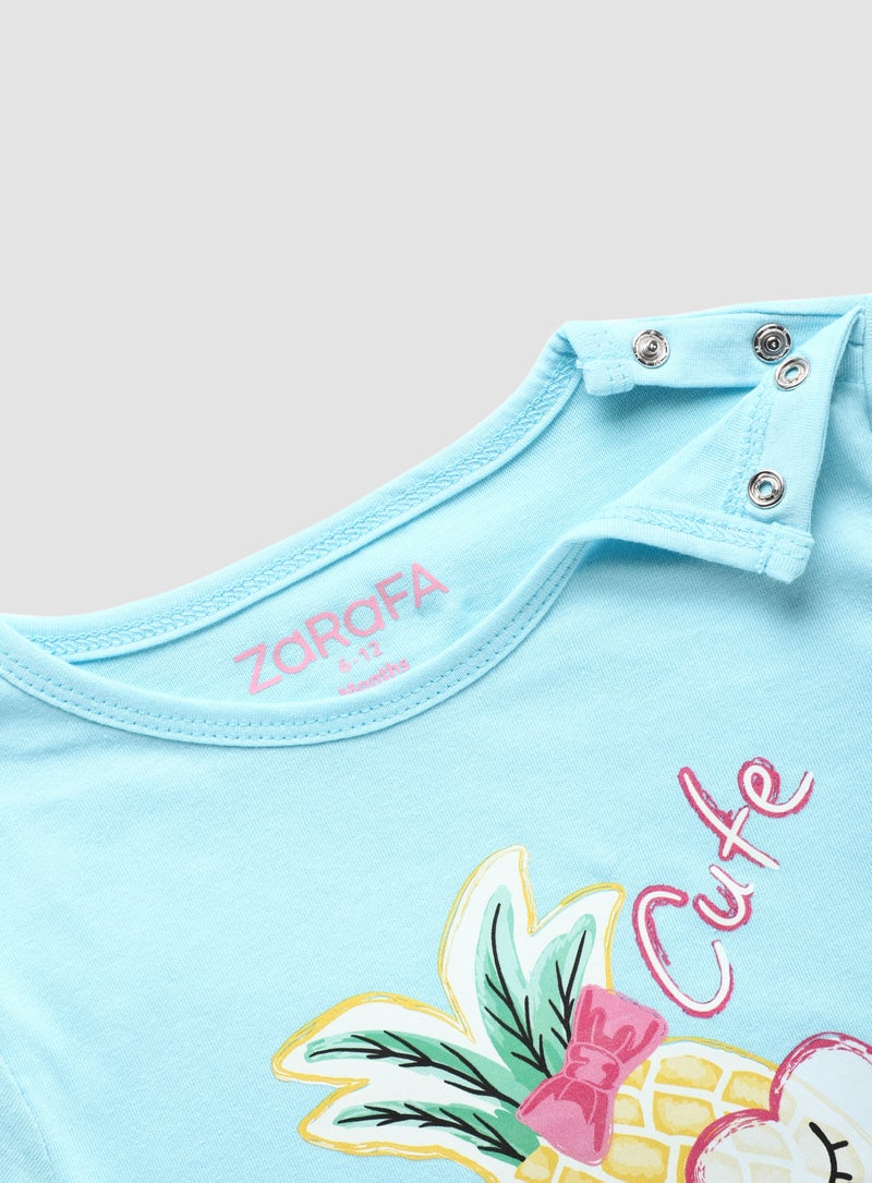 Zarafa Round Neck Graphic Printed T-Shirt Light Pink  - Image 2
