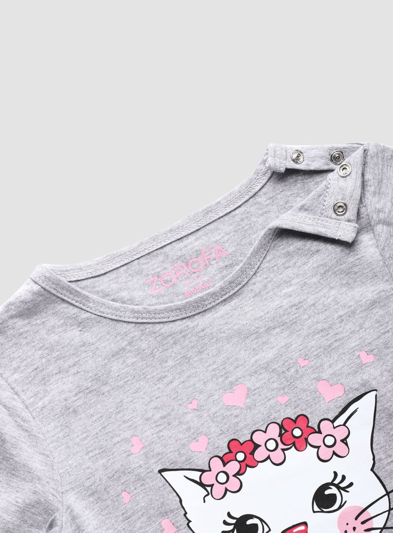 Zarafa Baby Girls  Round Neck Short Sleeve T-Shirt Grey  - Image 3