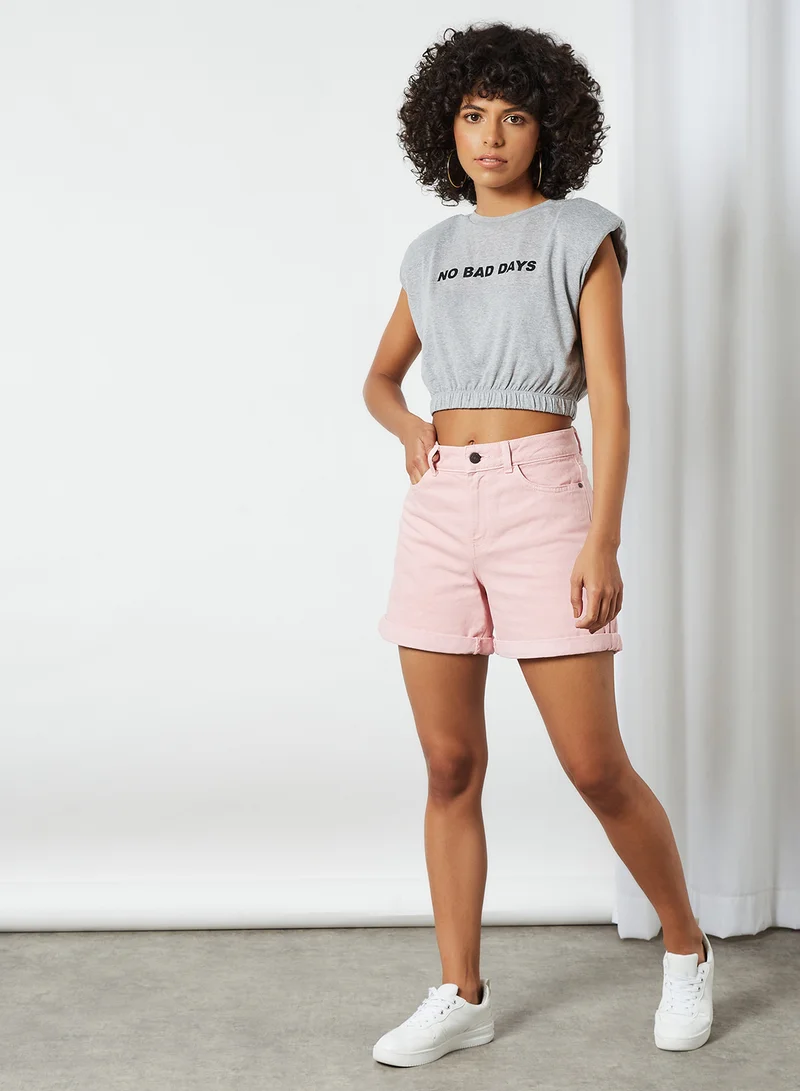 Sivvi x GenM Slogan Cropped T-Shirt Grey