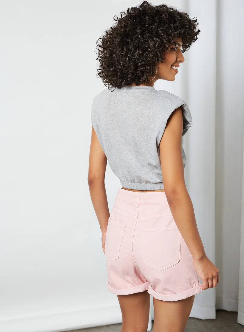 Sivvi x GenM Slogan Cropped T-Shirt Grey