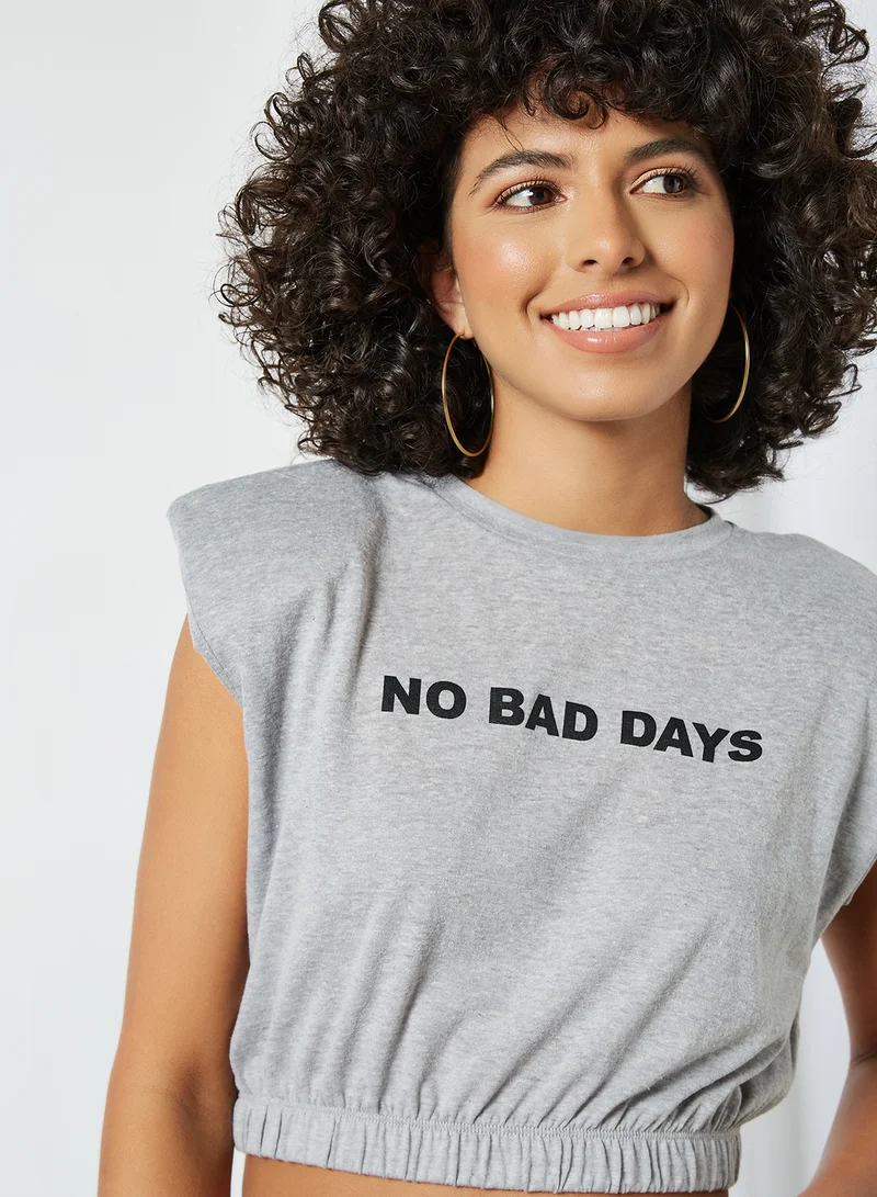 Sivvi x GenM Slogan Cropped T-Shirt Grey