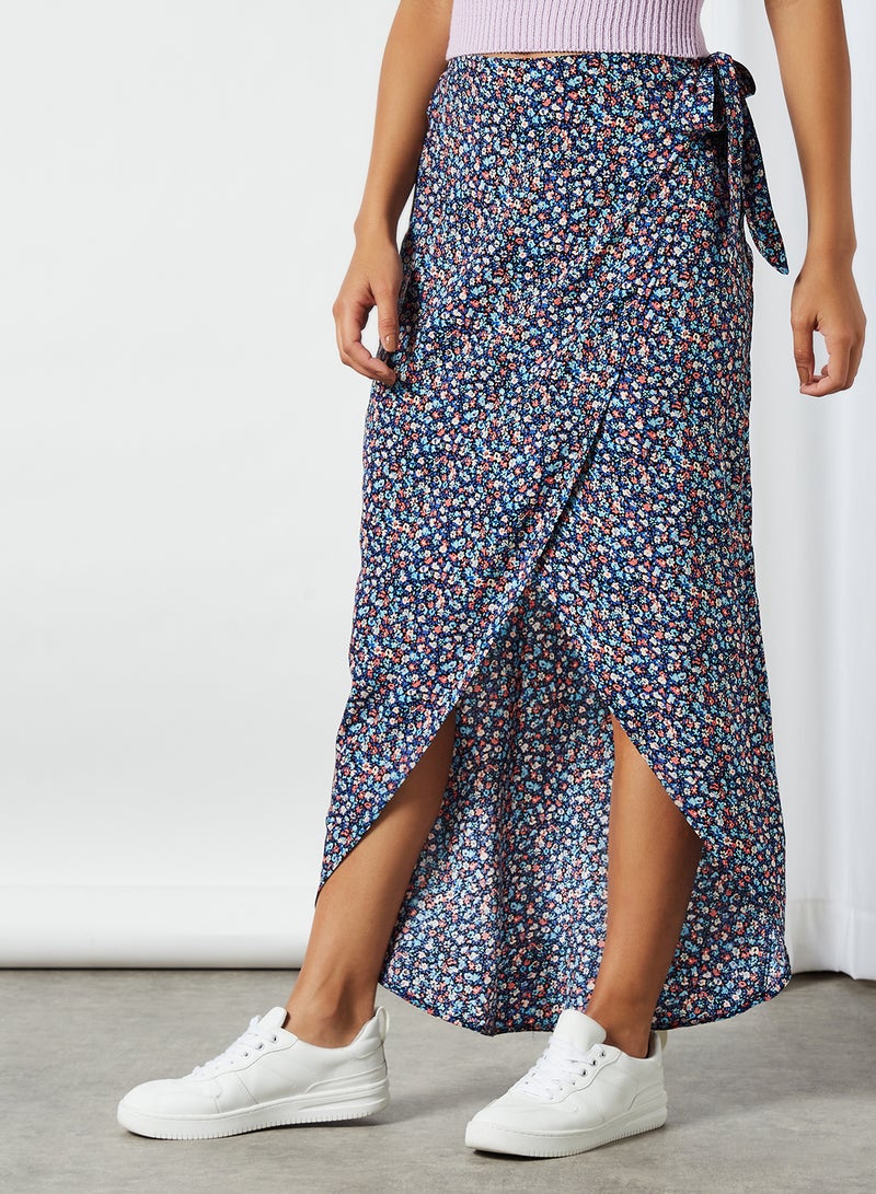 NOISY MAY - All-Over Print Wrap Skirt Black - Image 1