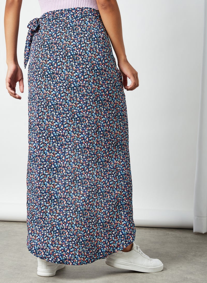 NOISY MAY - All-Over Print Wrap Skirt Black - Image 1