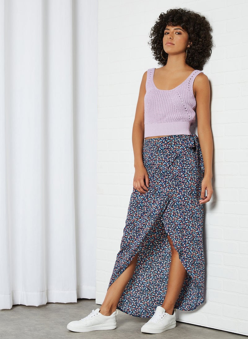NOISY MAY - All-Over Print Wrap Skirt Black - Image 1