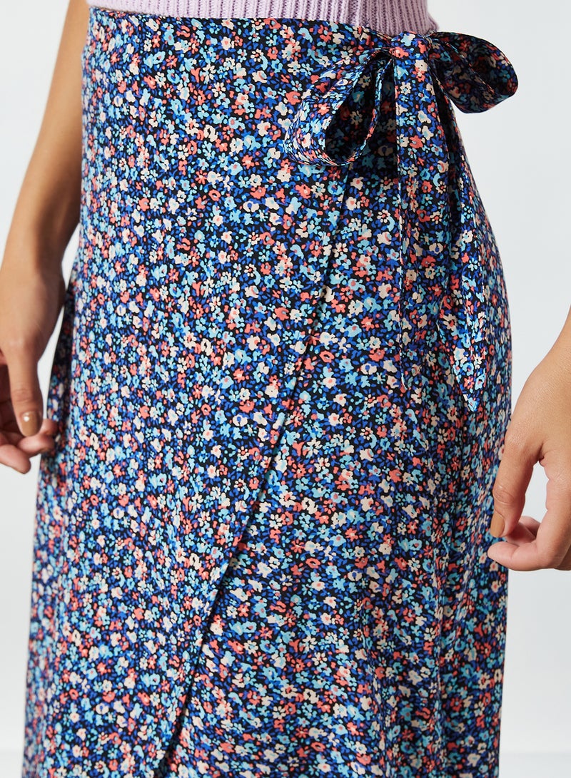 NOISY MAY - All-Over Print Wrap Skirt Black - Image 1