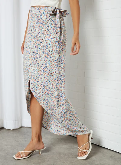 NOISY MAY All-Over Print Wrap Skirt Sugar Swizzle
