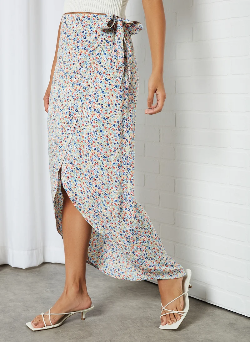 NOISY MAY All-Over Print Wrap Skirt Sugar Swizzle