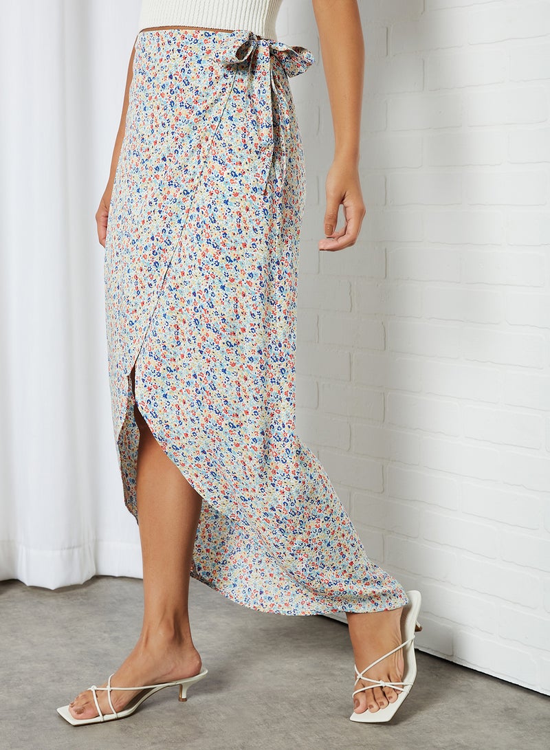NOISY MAY - All-Over Print Wrap Skirt Sugar Swizzle - Image 1