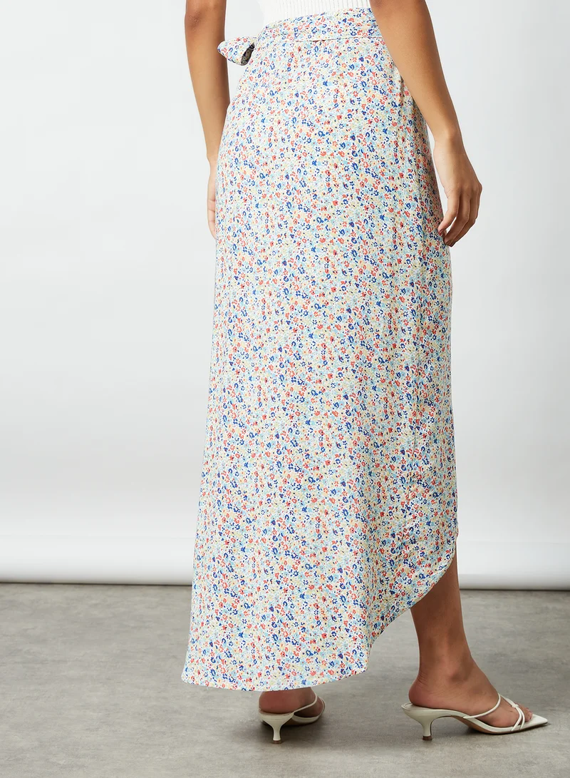NOISY MAY All-Over Print Wrap Skirt Sugar Swizzle