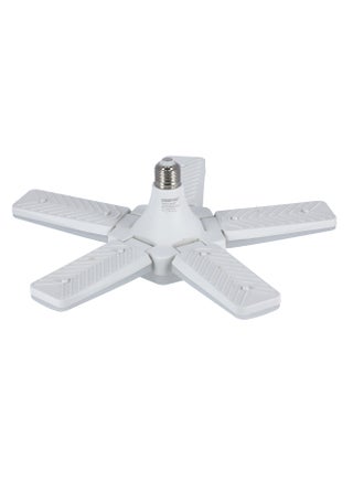 Geepas Led Folding Lamp - 5 Adjustable Leafs & Deformable Design Ceiling Light | 40000 Hours Working Life, Brighter & More Energy- Efficient Ideal for Garage, Workshop, Warehouse, Shop | 2 Years Warranty White - v1619697018/N46948106A_1