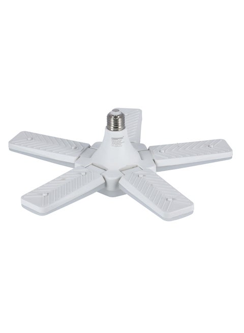 Geepas Led Folding Lamp - 5 Adjustable Leafs & Deformable Design Ceiling Light | 40000 Hours Working Life, Brighter & More Energy- Efficient Ideal for Garage, Workshop, Warehouse, Shop | 2 Years Warranty White