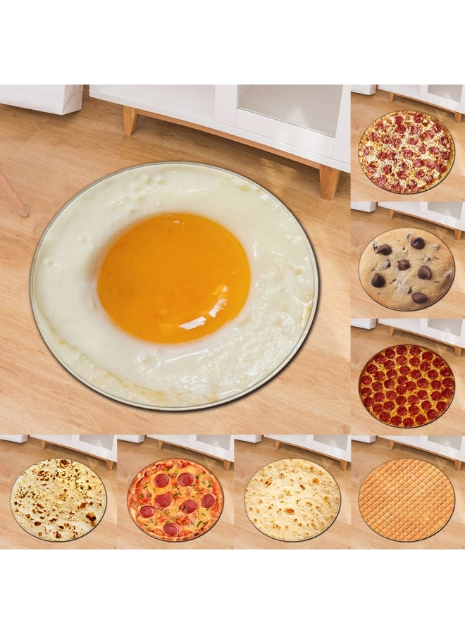 بساط ناعم دائري الشكل لتزيين المنزل بتصميم بسكويت وبانكيك وعُجة بيض polyester A070 20x4x4سم  - Image 2