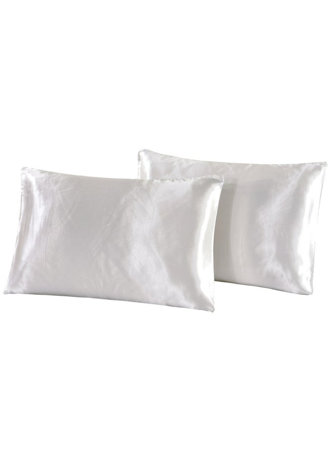 2-Piece Simple Solid Standard Bedroom Pillow Case Silk Black 51x66cm  - Image 3