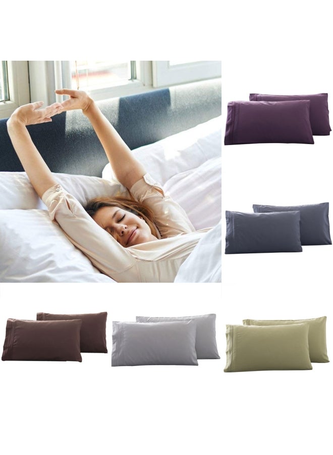 2-Piece Stylish Solid Pillow Case Polyester Beige 14x11x2cm  - Image 2