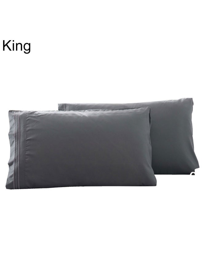 2-Piece King Stylish Solid Pillow Cover polyester Dark Grey 14x11x2cm