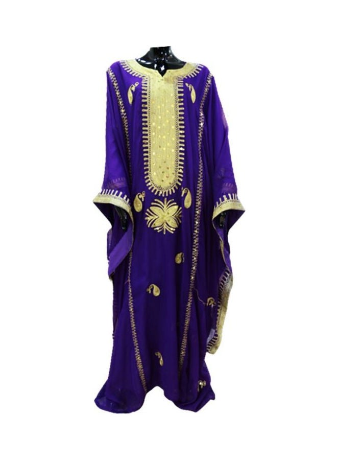 Al Darzy Long Sleeve Jalabiya Dress Purple/Gold  - Image 1