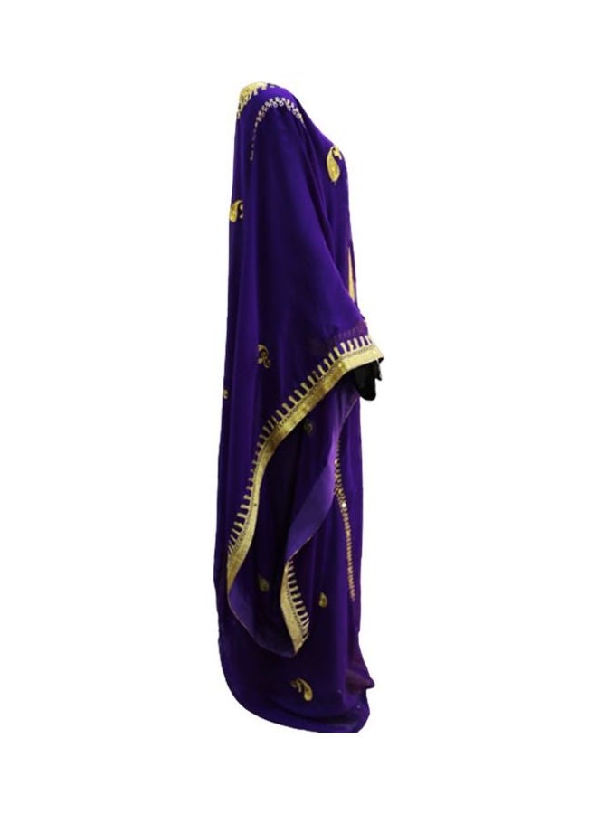 Al Darzy Long Sleeve Jalabiya Dress Purple/Gold  - Image 2