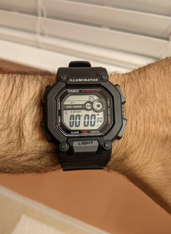 CASIO Men's Youth Digital,10-Year Battery Life , Dual time ,100 M WR ,Resin BAnd Resin Glass Watch - 52 mm - Black - Image 3