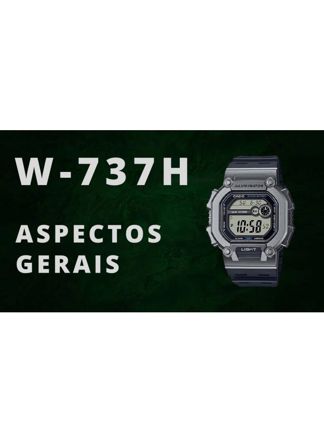 CASIO Men's Youth Digital,10-Year Battery Life , Dual time ,100 M WR ,Resin BAnd Resin Glass Watch - 52 mm - Black - Image 4