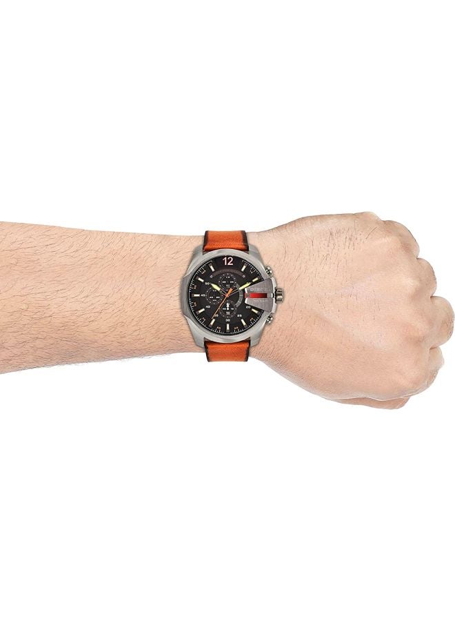 DIESEL Men's Mega Chief Round Shape Leather Band Chronograph Wrist Watch 51 mm - Brown - DZ4343  - Image 5
