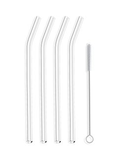 Generic 4- Reusable Transparent Glass Drinking Straws Clear 20cm  - Image 1