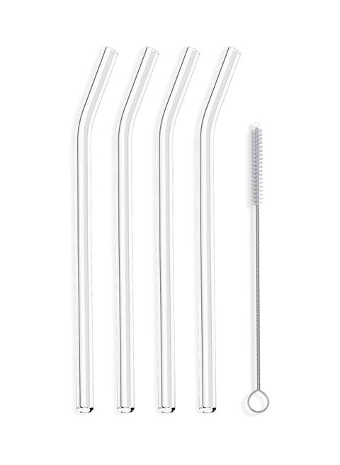 4- Reusable Transparent Glass Drinking Straws Clear 20cm