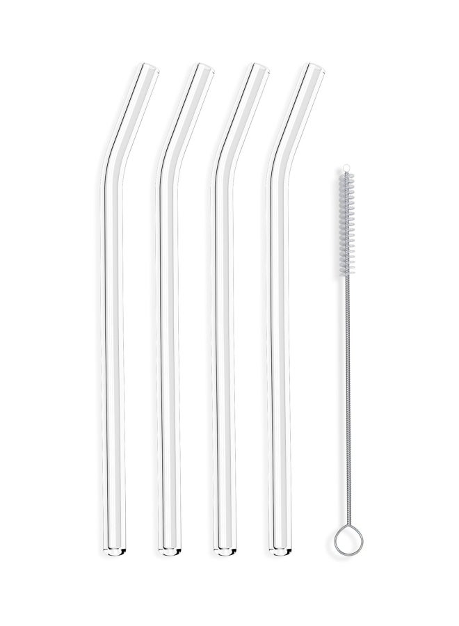 4- Reusable Transparent Glass Drinking Straws Clear 20cm