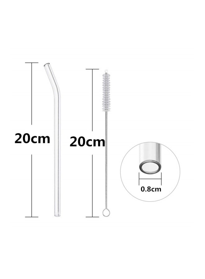 4- Reusable Transparent Glass Drinking Straws Clear 20cm