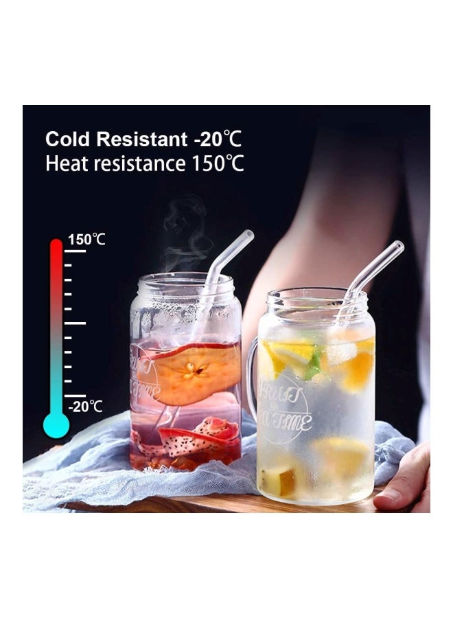 4- Reusable Transparent Glass Drinking Straws Clear 20cm