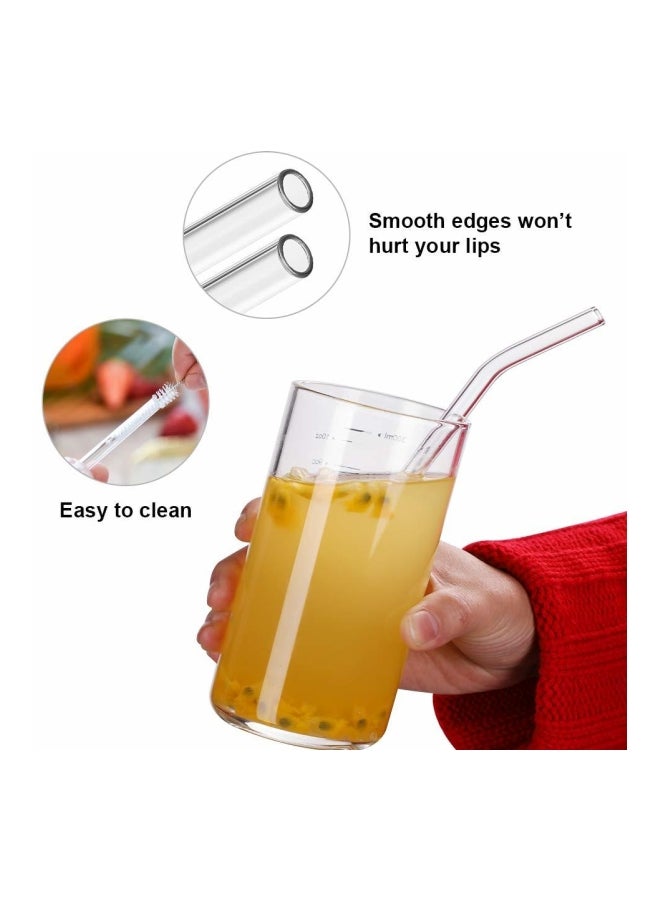 4- Reusable Transparent Glass Drinking Straws Clear 20cm