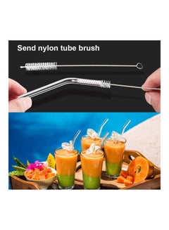 Generic 4- Reusable Transparent Glass Drinking Straws Clear 20cm  - Image 5