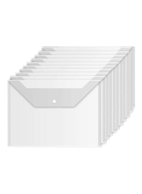Pack Of 10 Plastic Push Button Envelopes For A4 Quality Documents Clear
