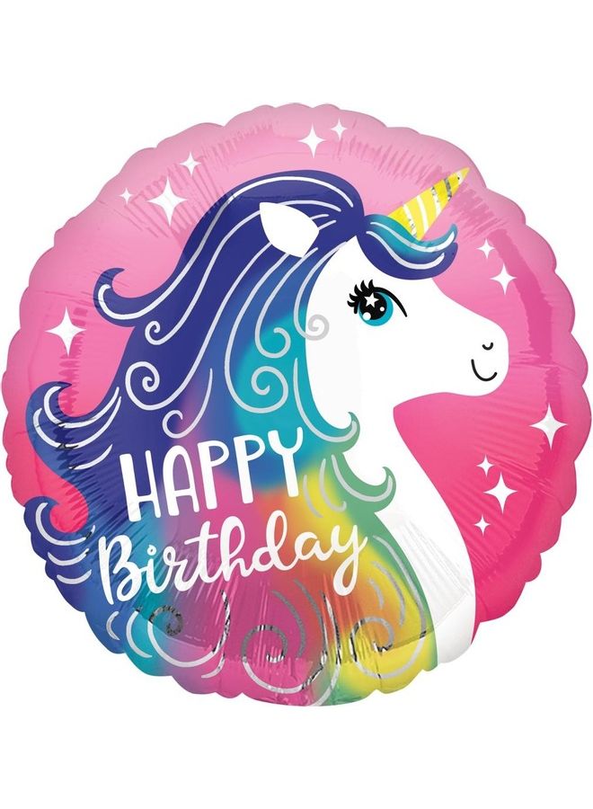 أناجرام بالون من القصدير بتصميم يونيكورن وعبارة "Happy Birthday" 18بوصة