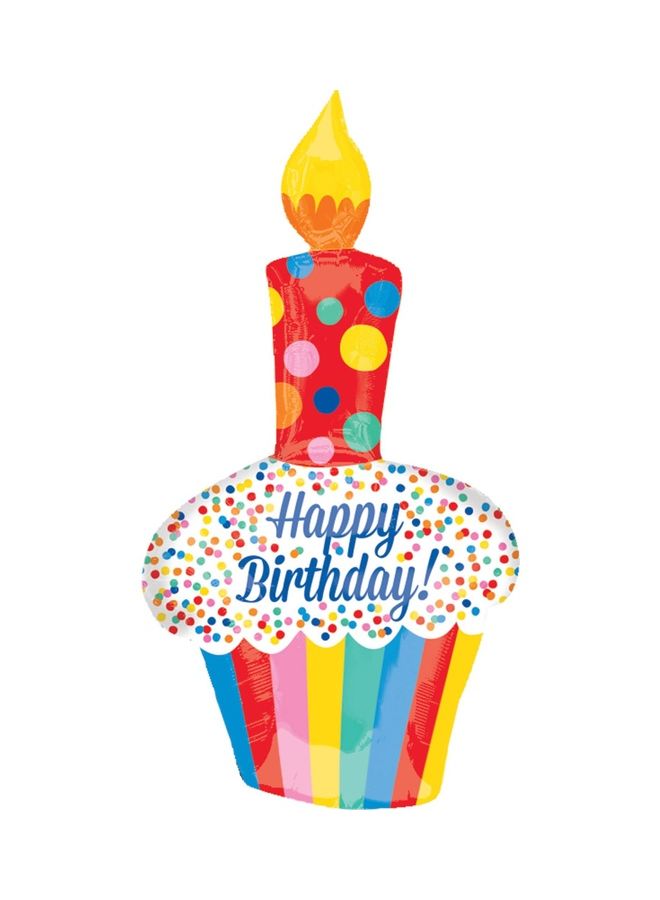Happy Birthday Printed Cupcake Foil Balloon