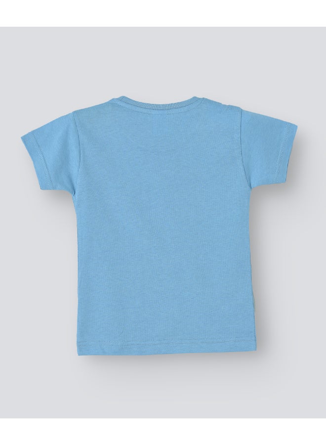 بيبي كلو تيشيرت بفتحة رقبة مستديرة وطبعة عبارة "Ramadan Kareem" أزرق سماوي/أصفر - Image 2