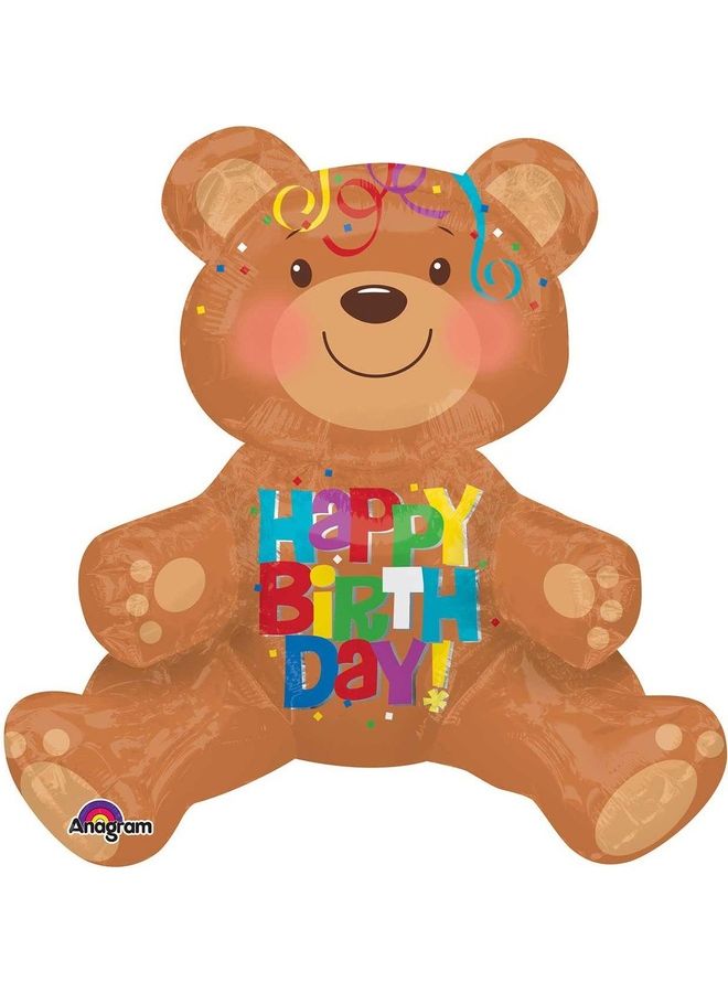 بالون متعدد مطبوع عليه عبارة "Happy Birthday Bear"