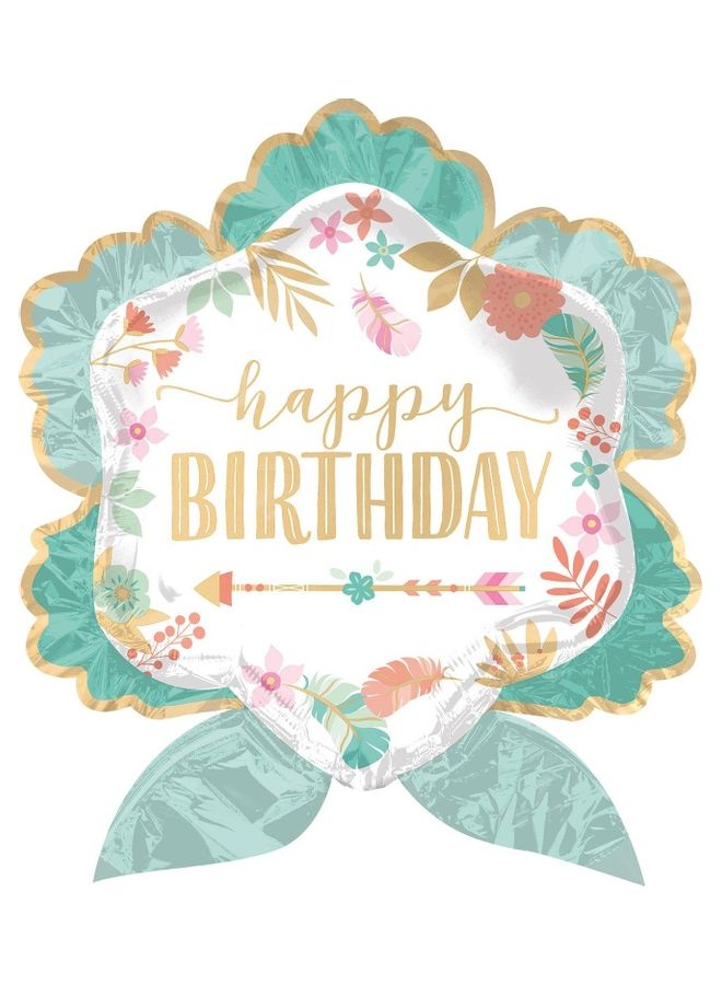 Boho Happy Birthday Printed Foil Balloon