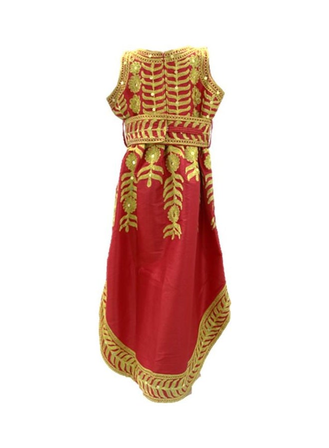 جلابية دارزي بحرينية تقليدية أحمر/ذهبي - Image 3