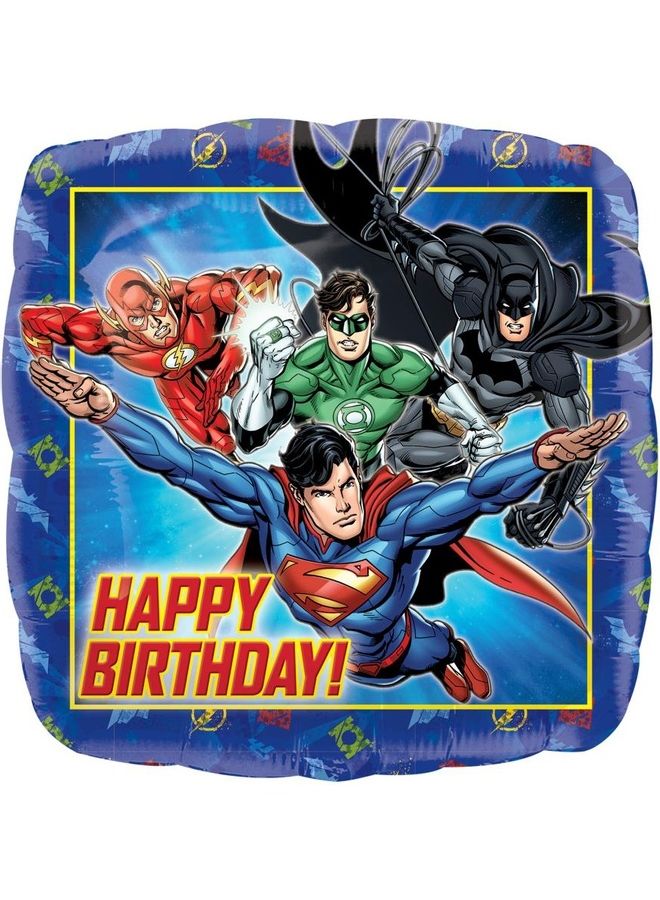 بالون من القصدير بطبعة عبارة "Happy Birthday" من فيلم "Justice League"