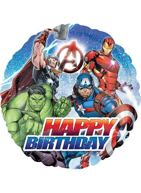 بالون من القصدير بطبعة عبارة " Happy Birthday"  وصور من فيلم "The Avengers"