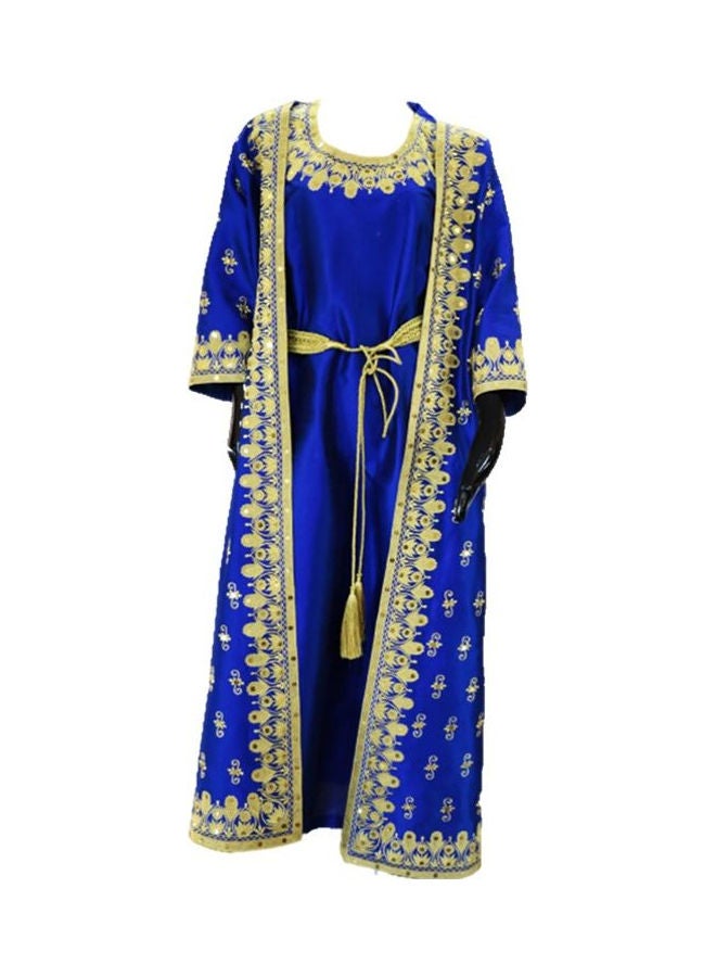 Al Darzy Long Sleeve Jalabiya Dress Blue/Gold  - Image 1