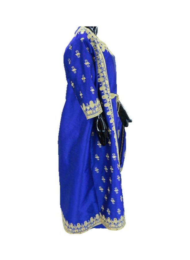 Al Darzy Long Sleeve Jalabiya Dress Blue/Gold  - Image 2