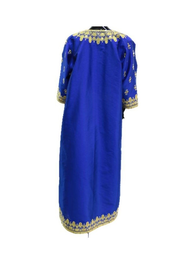 Al Darzy Long Sleeve Jalabiya Dress Blue/Gold  - Image 3