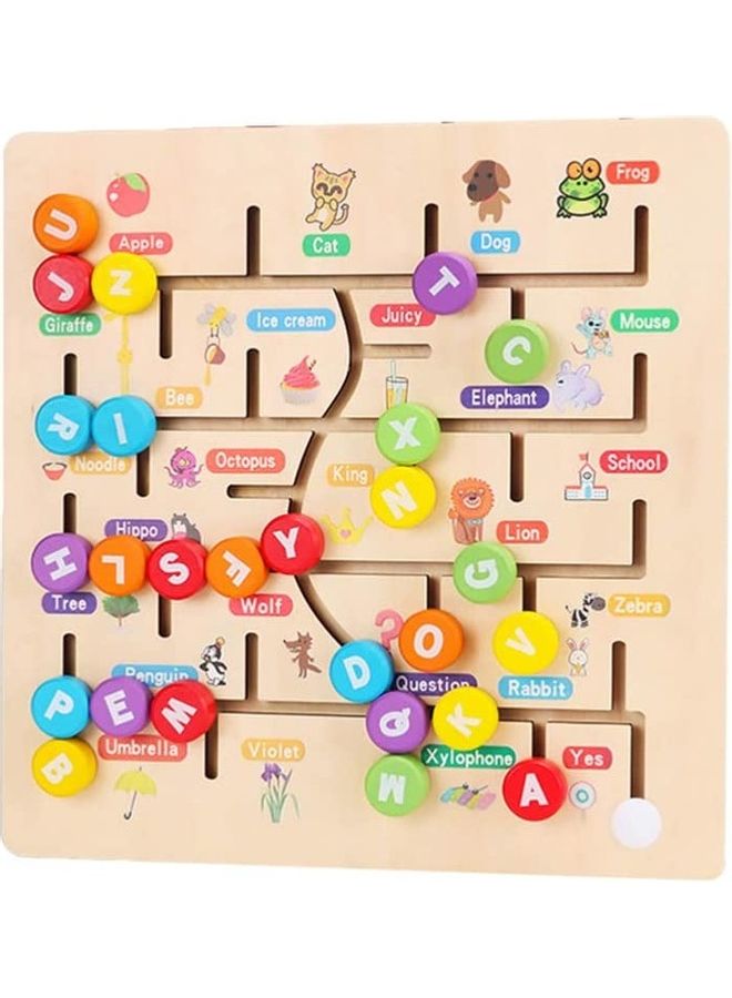 English Alphabet Wooden Maze Puzzle Board Game - Image 1