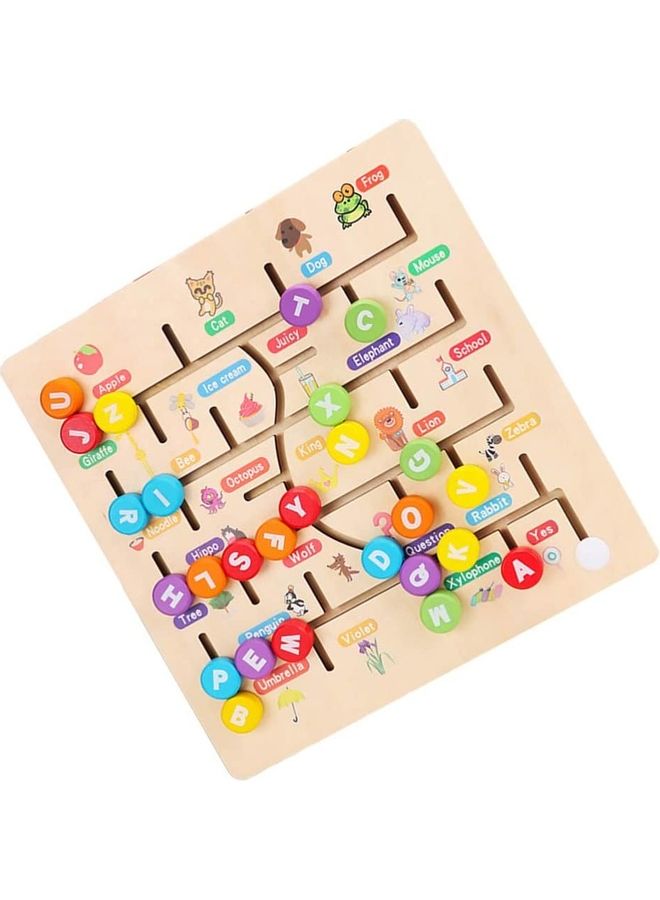 English Alphabet Wooden Maze Puzzle Board Game - Image 2