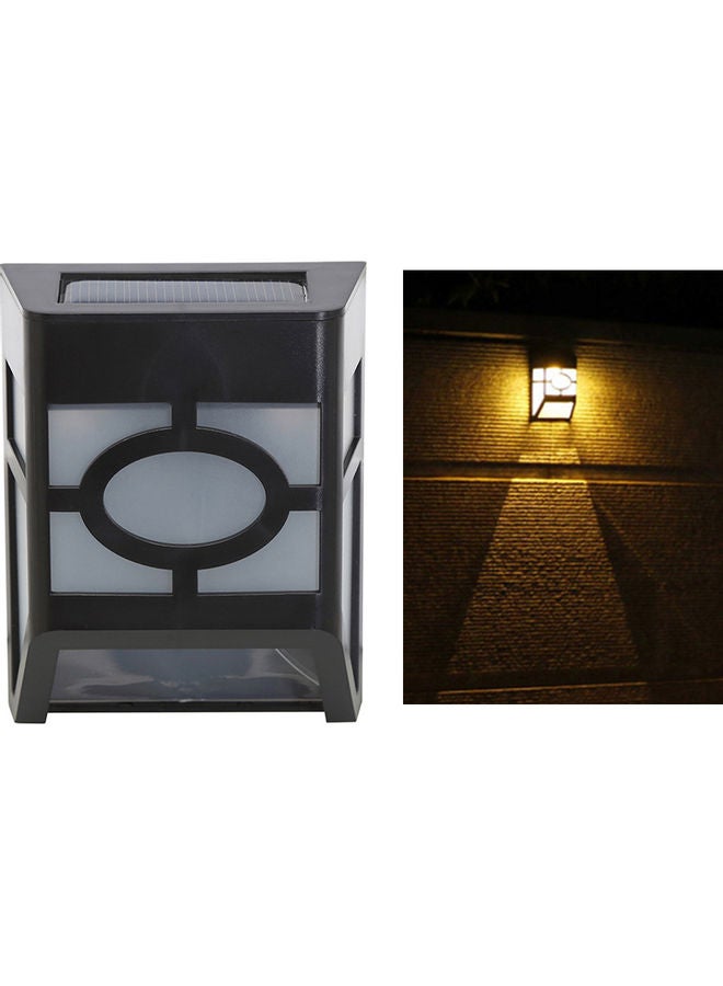 Wall Mount Fence Lights Solar Powered LED Light Sensor Yellow - Image 1