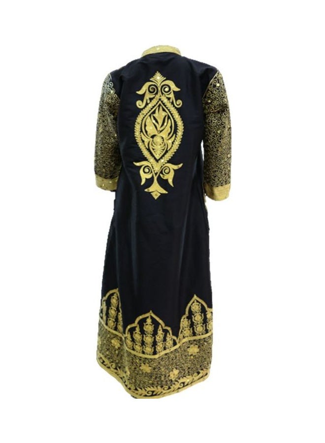 Al Darzy Long Sleeve Jalabiya Dress Gold/Black  - Image 2