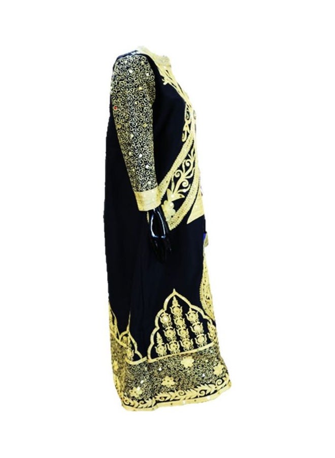 Al Darzy Long Sleeve Jalabiya Dress Gold/Black  - Image 3